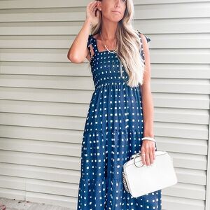 Navy Blue Checkered Women's Dress